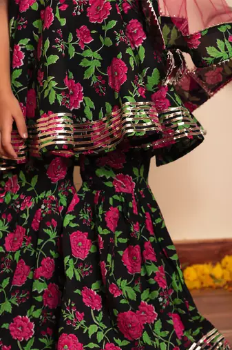 Bachpan gulmohar hand block sharara set