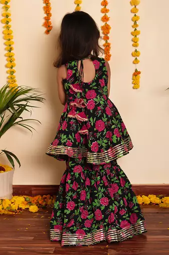 Bachpan gulmohar hand block sharara set