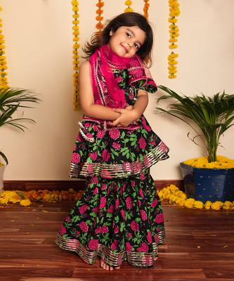 Bachpan gulmohar hand block sharara set 4