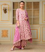 Saadgi deep ruby anarkali set