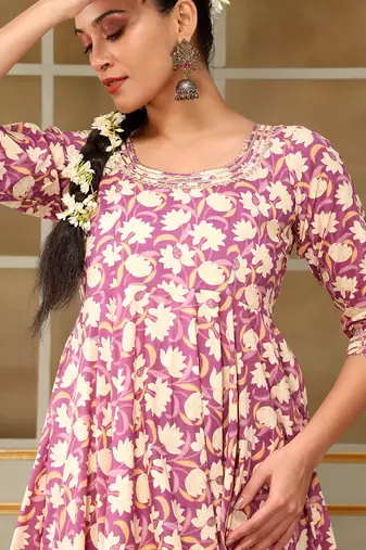 Saadgi deep ruby anarkali set