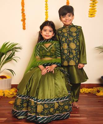 Bachapan idika green lehenga set 2