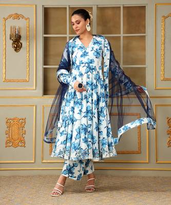 Saadgi blue lilly anarkali set 1