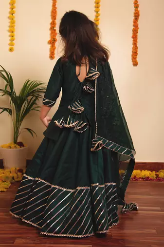 Bachpan mimosa green lehenga set