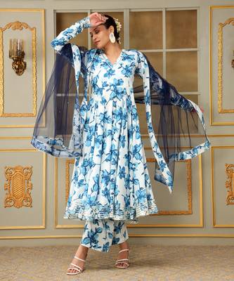 Saadgi blue lilly anarkali set 2