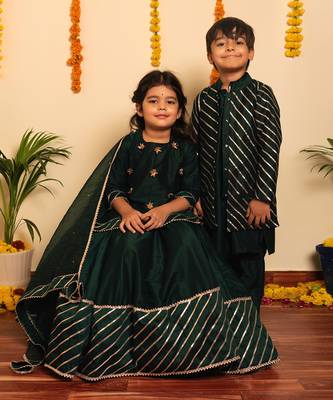 Bachpan mimosa green lehenga set 4