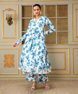 Saadgi blue lilly anarkali set 3