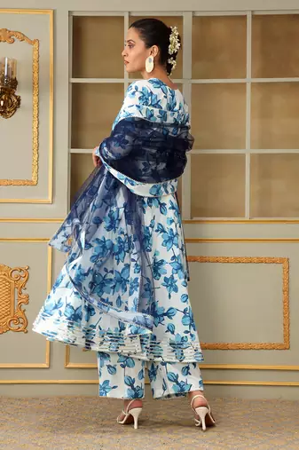 Saadgi blue lilly anarkali set