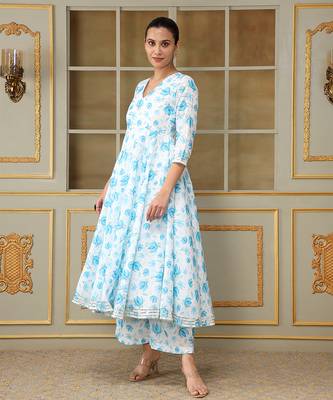 Saadgi blue phool anarkali set 2