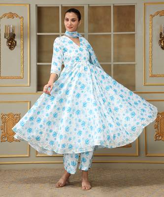 Saadgi blue phool anarkali set 3