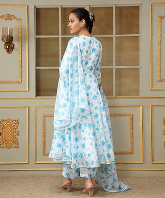 Saadgi blue phool anarkali set 4