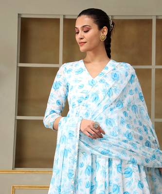 Saadgi blue phool anarkali set 5