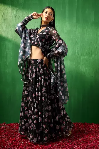 Adaa Pink Lotus Organza Lehenga Set