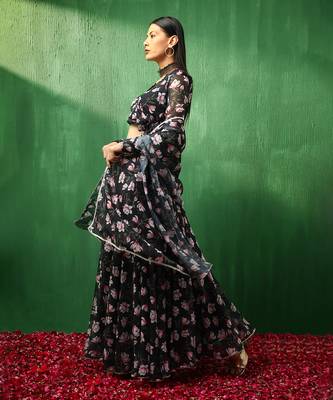 Adaa Pink Lotus Organza Lehenga Set 4