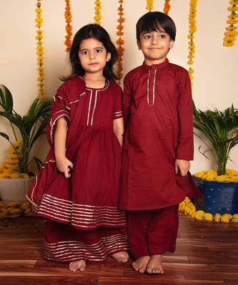 Bachpan maroon kurta pant set 4