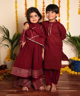 Bachpan maroon kurta pant set 5