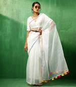 Adaa mirror work organza saree