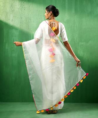 Adaa mirror work organza saree 4