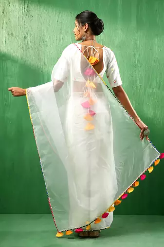 Adaa mirror work organza saree