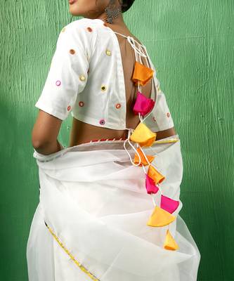 Adaa mirror work organza saree 5