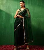 Adaa idika green organza saree