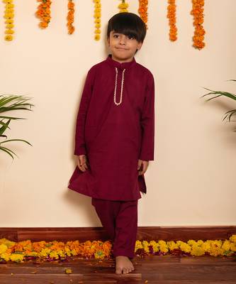 Bachpan burgundy kurta pant set 1