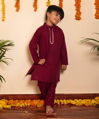 Bachpan burgundy kurta pant set 2