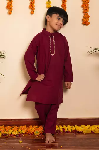 Bachpan burgundy kurta pant set