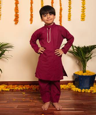 Bachpan burgundy kurta pant set 3
