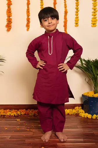Bachpan burgundy kurta pant set