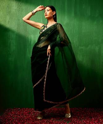 Adaa idika green organza saree 5