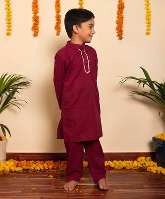 Bachpan burgundy kurta pant set 4