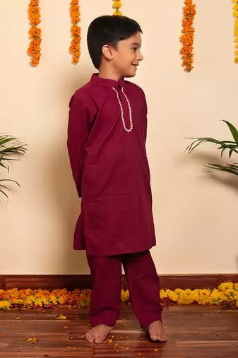 Bachpan burgundy kurta pant set