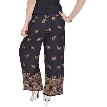 Black Jaipuri Gold Print Cotton Palazzo 2
