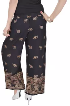 Black Jaipuri Gold Print Cotton Palazzo