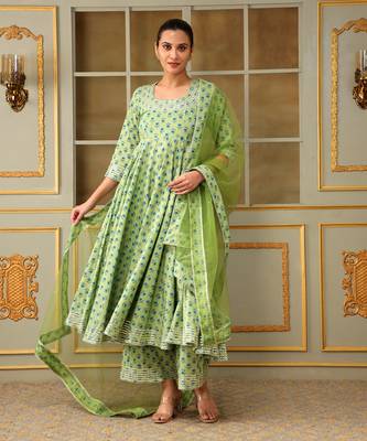 Saadgi blue paisley green anarkali set 1