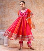 Dil kash orange pink double shade anarkali