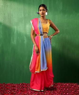 Adaa multicolor organza saree 1