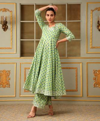 Saadgi blue paisley green anarkali set 2