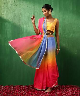 Adaa multicolor organza saree 2