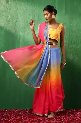 Adaa multicolor organza saree