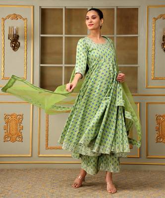 Saadgi blue paisley green anarkali set 3