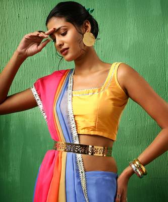 Adaa multicolor organza saree 3