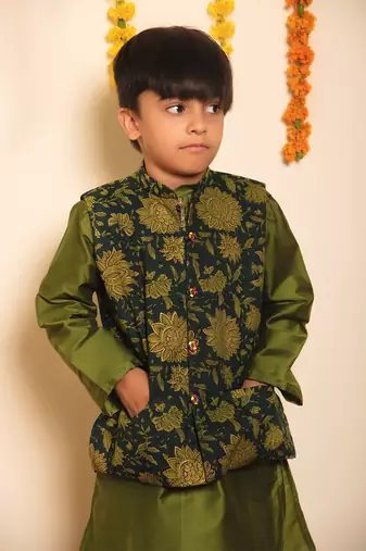 Bachpan idika green kurta jacket set