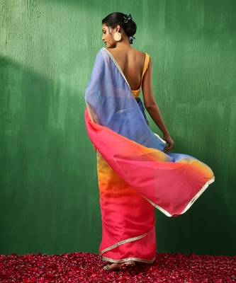 Adaa multicolor organza saree 4