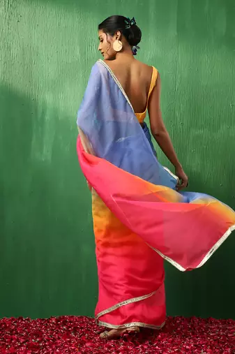 Adaa multicolor organza saree
