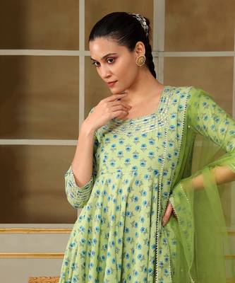 Saadgi blue paisley green anarkali set 4