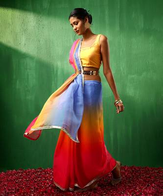 Adaa multicolor organza saree 5