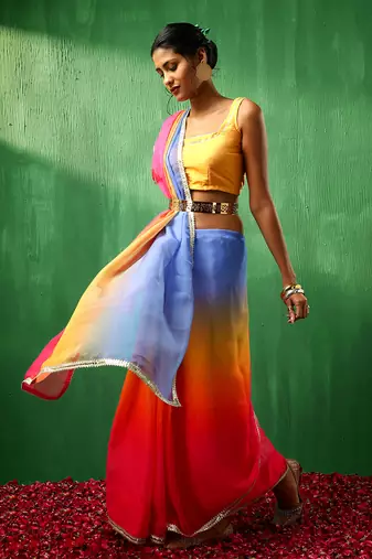 Adaa multicolor organza saree