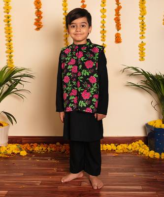 Bachpan gulmohar hand block kurta jacket set 2